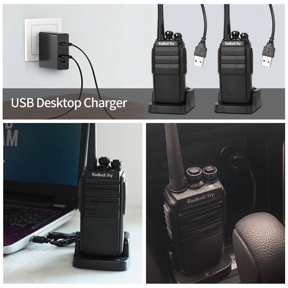 4 Pack Radioddity GA-2S Long Range Walkie Talkies for Adults UHF Two Way Radio Rechargeable with Micro USB Charging + USB Desktop Charger + Air Acoustic Earpiece with Mic, for School Retail Business - Image 5