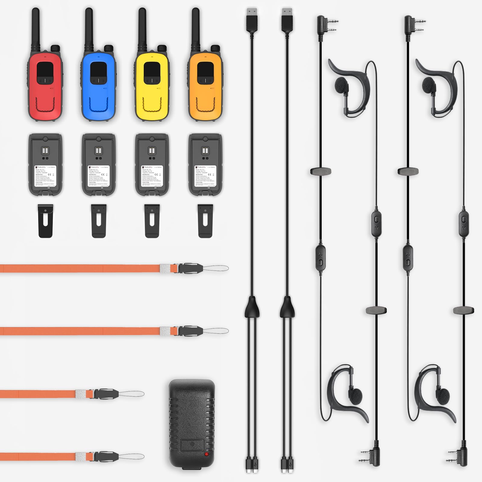 Radioddity FS-T3 Walkie Talkies for Adults Kids Long Range 4 Pack Rechargeable Walky Talky FRS Two Way Radio, 22 Channels USB Charging with Flashlight Earpiece for Camping - Image 7