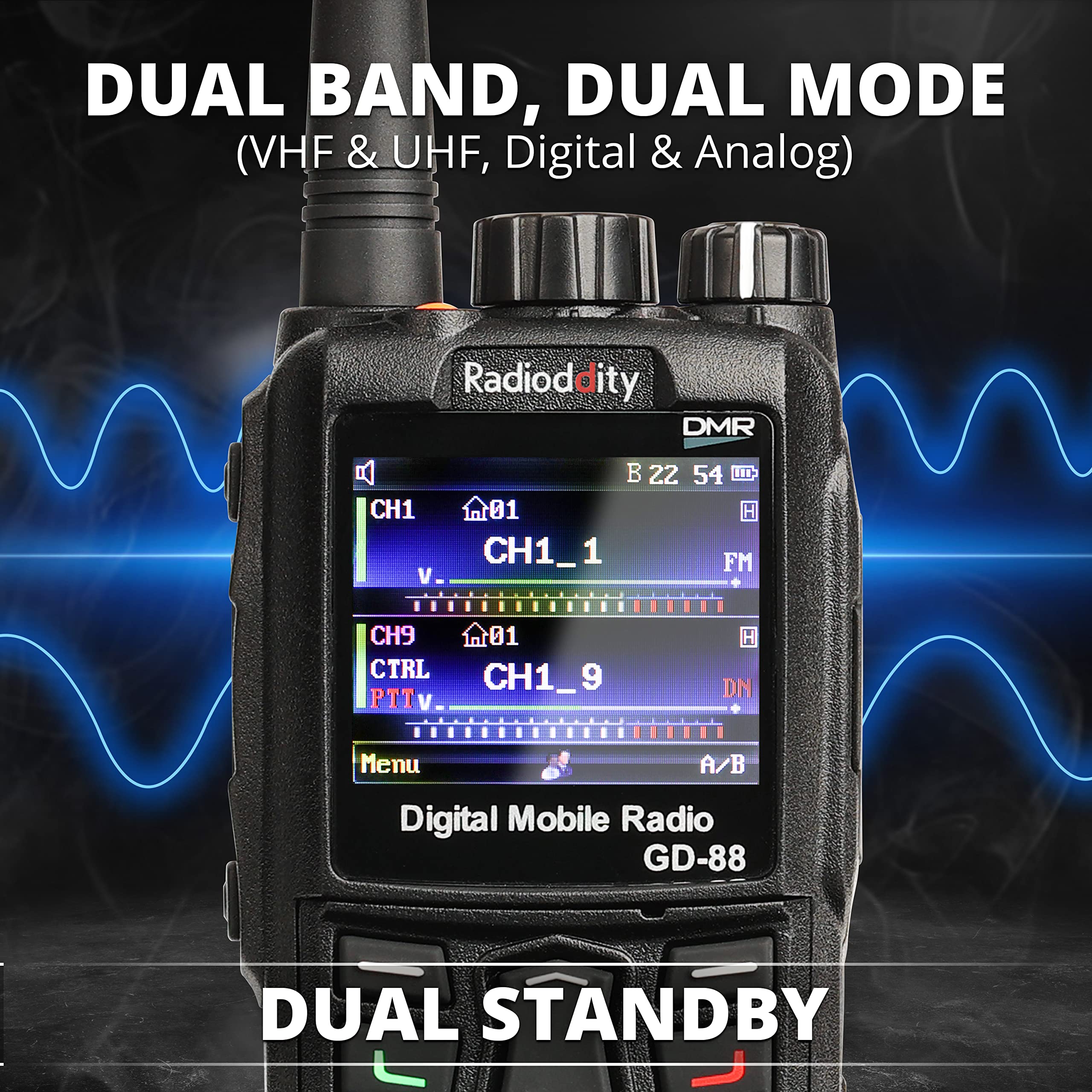Radioddity GD-88 DMR & Analog 7W Handheld Radio, VHF UHF Dual Band Ham Two Way Radio, with GPS/APRS, Cross-Band Repeater, SFR, 300K Contacts - Image 3