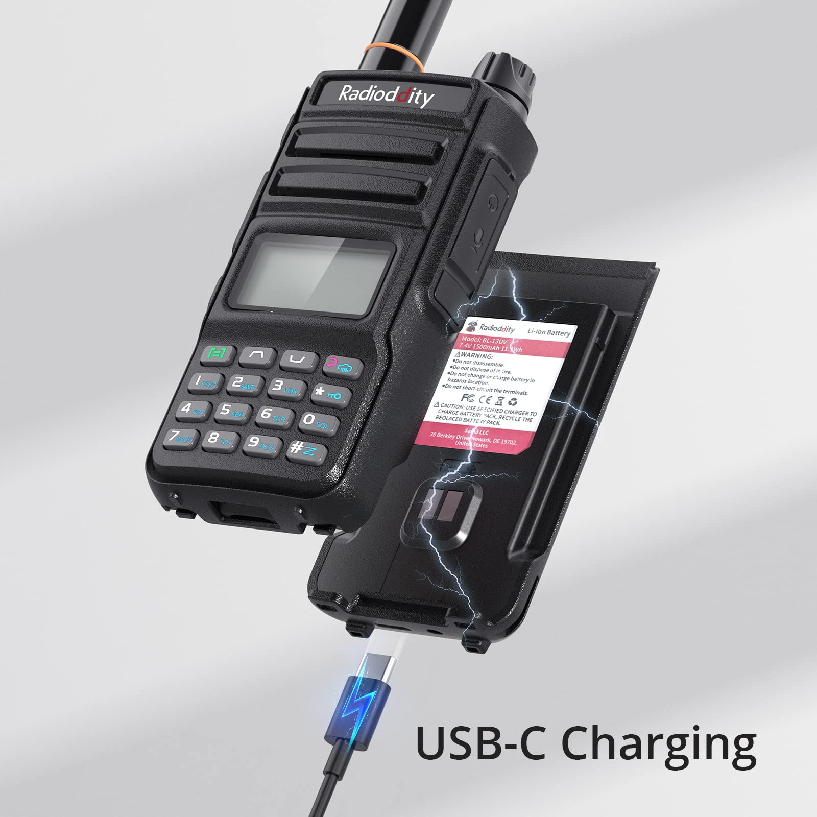 Radioddity MU-5 MURS Radio, License Free Two-Way Radio Rechargeable, Display Sync for Industrial Business Retail - Image 7