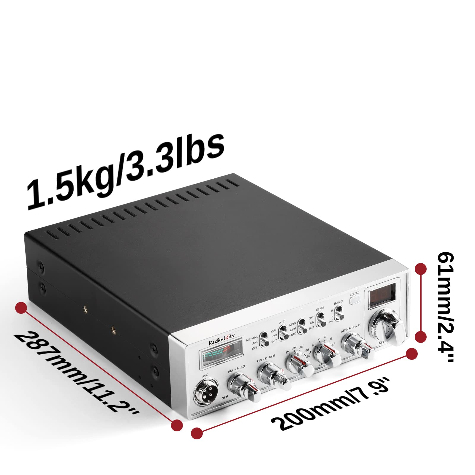 Radioddity QT40 10 Meter SSB Ham Radio, Digital Noise Reduction 40W High Power Amateur Radio with NOAA Alert, AM/FM/PA Mobile Transceiver with CTCSS/DCS, USB Programming Cable, Perfect for Truck - Image 6